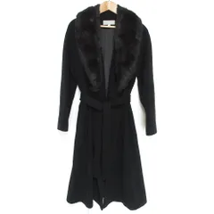 CALVIN KLEIN カルバンクライン カシミヤブレンド フェイクファーカラー ロング ガウンコート 9 ブラック レディース 古着 中古 USED