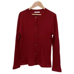 新品同様 NEWYORKER ニューヨーカー リブニット カーディガン ロングスリーブ プルオーバー アンサンブル 2点セット M/L レッド レディース 古着 中古 USED