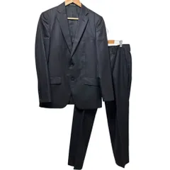 美品 NICOLE selection ニコルセレクション ストライプ柄 テーラードジャケット スラックスパンツ スーツ セットアップ 46 ブラック メンズ 古着 中古 USED