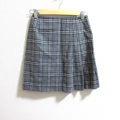 美品 BURBERRY BLUE LABEL バーバリーブルーレーベル ヴィンテージ ウール チェック柄 タイト ミニスカート サイズ36 グレー レディース 古着 中古 USED