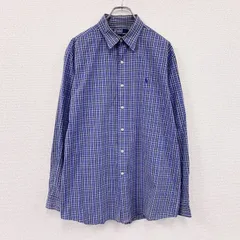 古着 used　90s　Polo by Ralph Lauren　ポロバイラルフローレン　LOWELL SPORT　長袖チェックシャツ　青　ブルー　Lサイズ