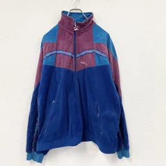 古着 used　80s　PUMA　プーマ　ベロアトラックジャケット/ジャージ　ヴィンテージ　マルチカラー　青　ブルー　Lサイズ
