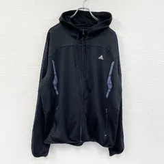 古着 used　adidas　アディダス　フード付きトラックジャケット/ジャージパーカー　黒　ブラック　XLサイズ