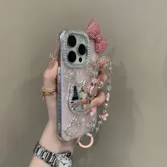 2色からお選び　スマホケース かわいい ストラップ付き　キティ柄　iPhone17可愛い 落下防止 iPhone12　iPhone13 iPhone14 iPhone15　 iPhone16　キラキ