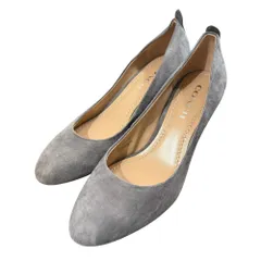 美品 COACH コーチ スエード アーモンドトゥ パンプス 37 23.5cm グレー レディース 古着 中古 USED