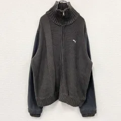 古着 used　PUMA　プーマ　フルジップコットンニットジャケット　灰色　グレー　2XLサイズ
