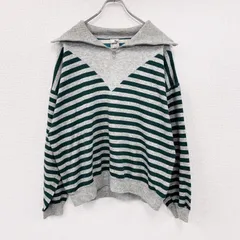 古着 used　80s　PUMA　プーマ　ハーフジップスウェット/トレーナー　ヴィンテージ　ボーダー　グレー　緑　グリーン　6サイズ