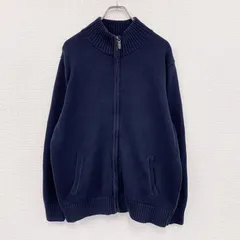 古着 used　L.L.Bean　エルエルビーン　フルジップコットンニットセーター　紺　ネイビー　Lサイズ