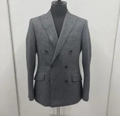試着程度　2着セットコートとカノニコ社製フランネル生地グレー　ダブルブレストテーラードジャケット　サイズ46相当身長170体重65前後