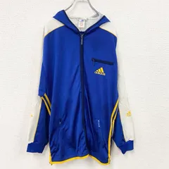 古着 used　90s～　adidas　アディダス　トラックジャケット/ジャージパーカー　パフォーマンスロゴ　ヴィンテージ　ブルー　ホワイト　Mサイズ