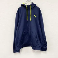 古着 used　PUMA　プーマ　フルジップジャージパーカー/フーディー　紺　ネイビー　蛍光色　2XLサイズ