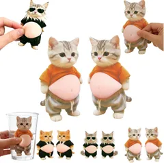 太った猫ぷにぷにシーお腹 シール 2個お腹ぷにぷにシルール  3D面白お腹ぷくぷくシール かわいい漫画猫ピンチステッカール 3D柔らかいお腹 可能再利用ソフト携帯電話の装飾お腹もちもちシ-ール 子供用スクラップブックデカール  柔らかいお腹 衝突防止