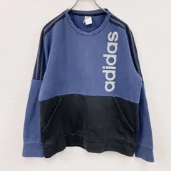 古着 used　adidas　アディダス　スウェット/トレーナー　バイカラー　紺　黒　ネイビー　ブラック　Lサイズ