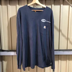 1550 Carhartt ロンT ネイビー XL カーハート 長袖カットソー ワンポイント 刺繍ロゴ プリントロゴ 古着卸 アメリカ仕入