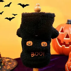 ハロウィン 冬 新作 コスプレ プルオーバー かぼちゃ パンプキン 刺繍 ワンポイント 小型犬服 犬服 パピー かわいい あったか もこもこ ふわふわ パーカー 変装 おしゃれ インスタ 犬用品 猫服 トップス フード付き お出かけ