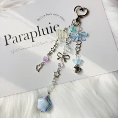 ビーズストラップ　キーホルダー　y2k 韓国　水色