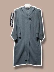 55/ アンクライン ウール カシミア ブレンド ジップアップ フード ニット ジップ カーディガン /0121