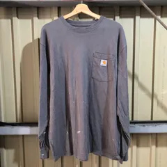 1551 Carhartt ロンT グレー L カーハート 長袖カットソー ワンポイント 刺繍ロゴ 古着卸 アメリカ仕入