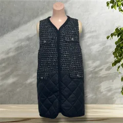 【美品】ツイード　ベスト　ジレ　　切り替え　ブラック