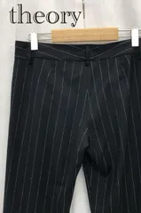 theory セオリー ストライプ ストレート パンツ ブラック 4 レディース 343445 W63 ストライプ ブラック  レディース ファッション