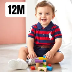 新品　未使用　１２M　Ralph Lauren ラルフローレン　ビッグポニー ネイビー×レッド　半袖　ポロシャツ　男の子　ベビー