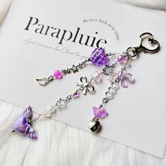 ビーズストラップ　キーホルダー　y2k 韓国　紫