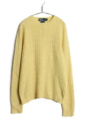 【お得なクーポン配布中!】 90s ポロ ラルフローレン ケーブル ニット セーター メンズ L オールド 100% カシミヤ 長袖ニット ポニー無し 無地 シンプル きれいめ 薄手