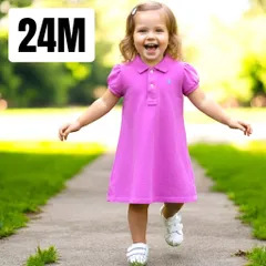 新品 ラルフローレン　並行輸入品　未使用　２４M　Ralph Lauren　ピンク　水色ポニー　半袖　ポロワンピース　ガール　キッズ　女の子