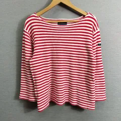 Le minor ルミノア ボーダー カットソー ボートネック 七分袖 パイル コットン ナイロン レディース サイズ 12A レッド系 A379