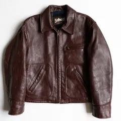 【雰囲気抜群】SCHOTT【658/シングルライダースジャケット】40 襟 レザー ブラウン アメリカ製 ショット 26010459