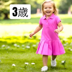 新品 ラルフローレン　並行輸入品　未使用　３歳　Ralph Lauren　ピンク　半袖　ポロボックスプリーツワンピース　ガール　キッズ　女の子
