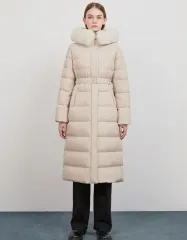 タグ付き新品) システィナ ベルト付きフード ダウンジャケット ロング丈