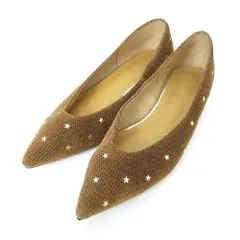 美品 24AW LE TALON ルタロン ポインテッドスタースタッズフラット ベルベット パンプス 24172820158630 22.5cm キャメル レディース 古着 中古 USED