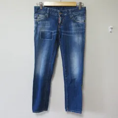 美品 DSQUARED2 ディースクエアード pat jean ストレッチ ダメージ加工 テーパード ジーンズ デニムパンツ 36 インディゴ レディース 古着 中古 USED