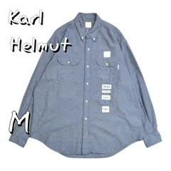 【美品】Karl Helmutカールヘルムコットン製ロゴプリント＆タグ BDシャツ S サックスブルー【古着】【中古】【送料無料】