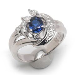 PT900 サファイアリング 天然サファイア1.36ctダイヤモンド0.51ct 