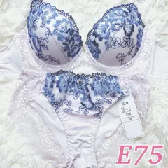 ブラショーツセット E75 ソフトワイヤー 豪華刺繍 花柄刺繍 レース ビジュー エレガント 大人可愛い セクシー フルバック  ランジェリー 下着セット