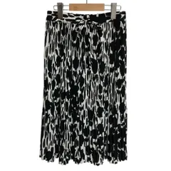 美品 MAX MARA マックスマーラ 総柄 プリーツ スカート ホワイト サイズ38 ブラック レディース 古着 中古 USED