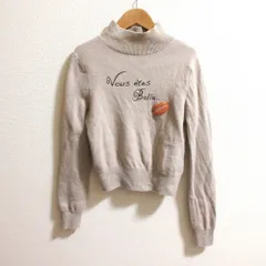 良品 Her lip to ハーリップトゥ Message Knit Pullover 長袖 ハイネック ニット セーター HER1912202 サイズF ベージュ レディース 古着 中古 USED
