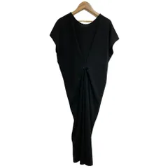 美品 BEIGE ベイジ ストレッチ フレンチスリーブ ドレープドレス ひざ丈 ワンピース サイズ4 ブラック レディース 古着 中古 USED