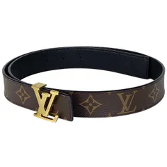 ルイ・ヴィトン Louis Vuitton サンチュール LV イニシャル リバーシブル ロゴ ベルト モノグラム ブラウン レディース 【中古】