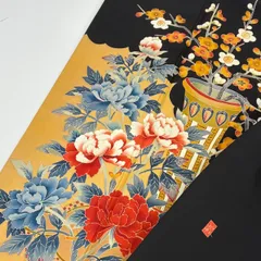 黒留袖 作家物 友禅 裄66 五つ紋 比翼 正絹 着物 MK-3259