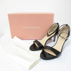 美品 FABIO RUSCONI ファビオルスコーニ パテントレザー アンクルストラップ パンプス サイズ37 約24cm ブラック レディース 古着 中古 USED