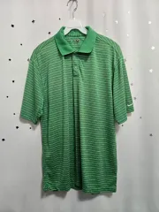 ナイキ ゴルフ ストライプ 半袖 ポロTシャツ グリーン M