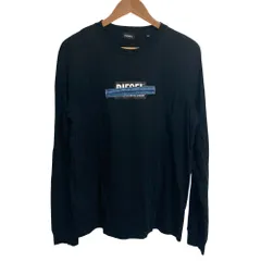 美品 DIESEL ディーゼル ボックスロゴ クルーネック 長袖 Tシャツ カットソー Mサイズ ブラック メンズ 古着 中古 USED