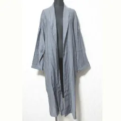 美品 GALERIE VIE ギャルリーヴィー リネン ガウンコート 23-06-71-06201 サイズ36 ネイビーグレー レディース 古着 中古 USED
