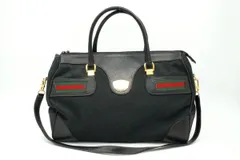 オールド グッチ ヴィンテージ シェリー 2way ボストン ショルダー ハンドバッグ トート GGキャンバス Unisex 黒 ブラック GUCCI 5122h