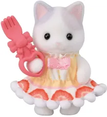 【中古】おもちゃ 1.ラテネコの赤ちゃんとフォークのステッキ 「シルバニアファミリー 赤ちゃんコレクション 赤ちゃんケーキパーティーシリーズ」