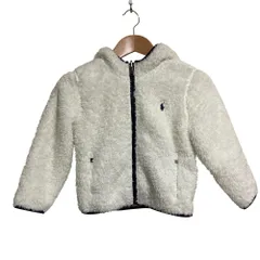美品 POLO RALPH LAUREN ポロラルフローレン フリース ボア ジップ ジャケット フーディー ブルゾン キッズサイズ 4/4T ホワイト キッズ 古着 中古 USED