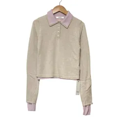 未使用 24AW SNIDEL スナイデル Sustainableレイヤードポロニットプルオーバー 長袖 カットソー SWNT245096 Free ライトベージュ レディース 古着 中古 USED